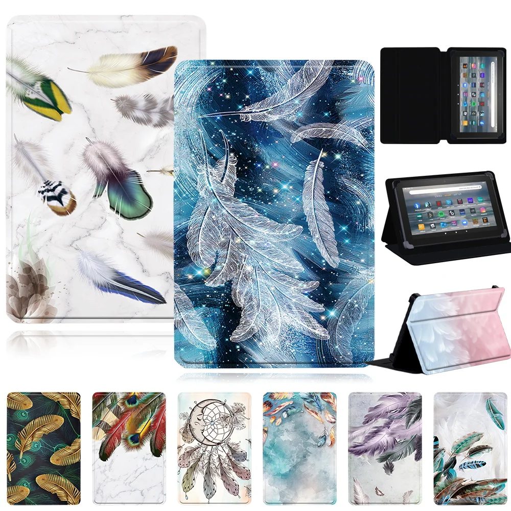 Per Fire 7 12Th Gen 2022/Hd 10 Plus/Hd 10/Fire 7/8 Custodia Pieghevole Custodia In Pu Per Kindle 10Th Tablet Case Feather Series