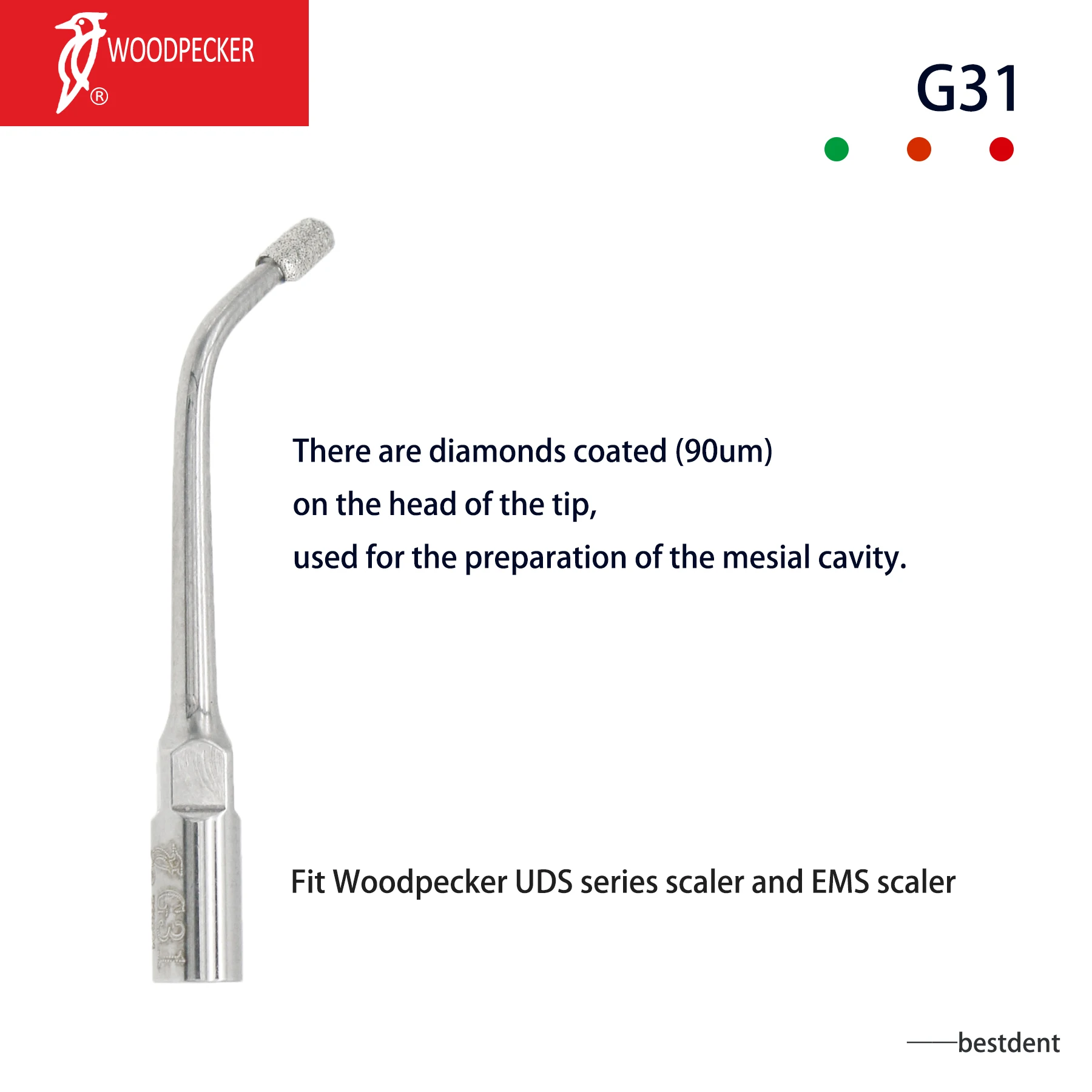 

Woodpecker Dental Original Ultrasonic Piezo scaler Tips G31 Cavity Preparation Fit EMS Handpiece