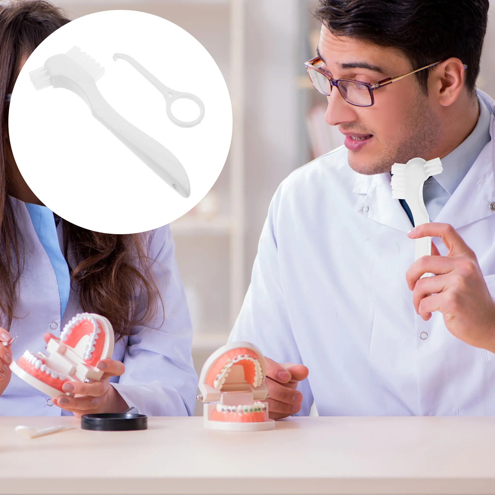 

Зубные щетки, искусственные зубные протезы, двусторонние, мягкие, для путешествий, ручной очиститель, жвачка, белый Размер