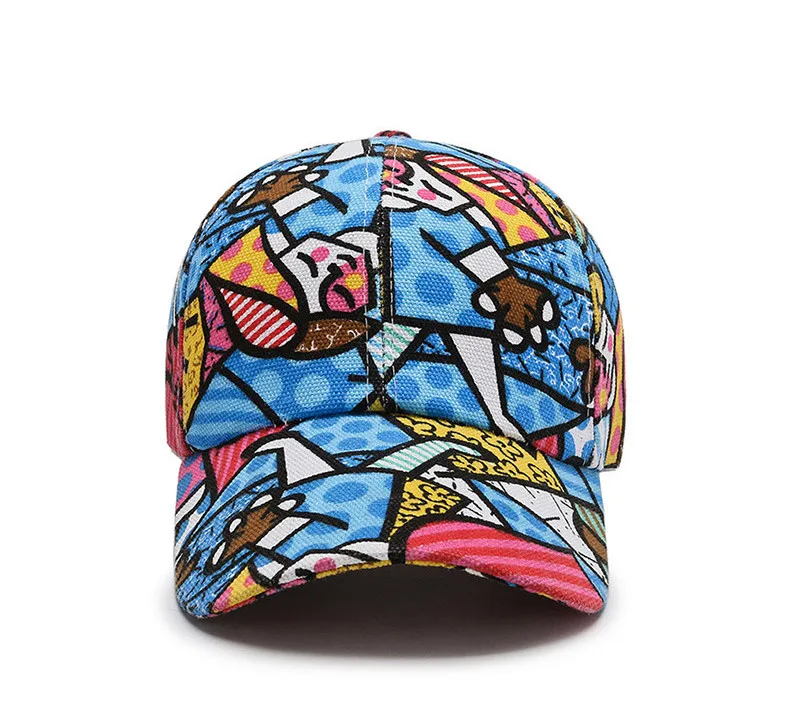 New Women Men Cartoon Print Baseball Caps Female Male Lip Four Seasons Faloral Visors Snapback Cap Hat For Women Men baseball flat cap