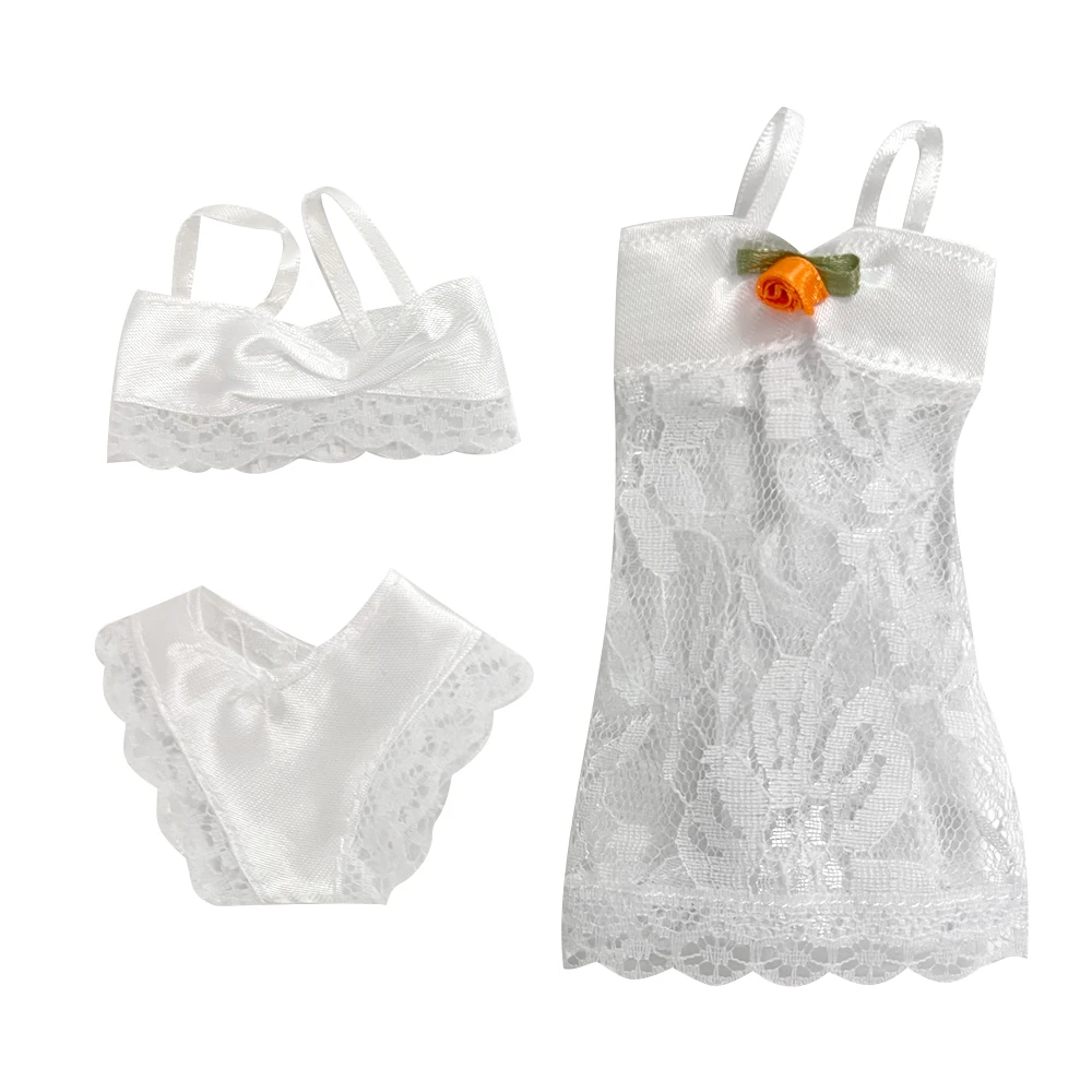  3 Pcs White Lace Doll Underwear Clothes Set Fits 11.5