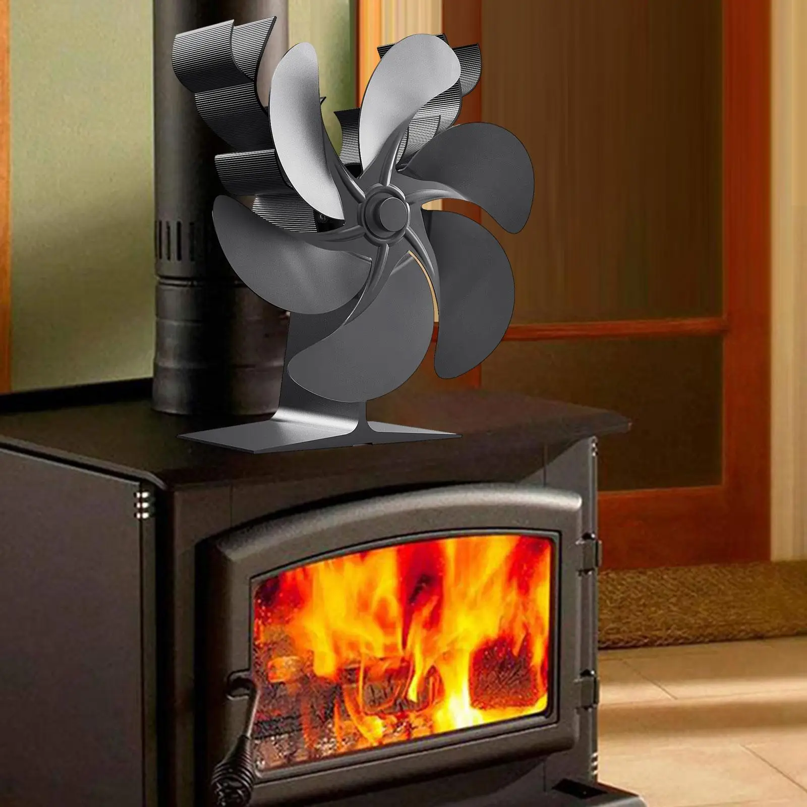 

Heat Powered Fireplace Wood Burner Fireplace Fan Increases More Warm Air Effective Fan Stove Fan for Wood/log Burner