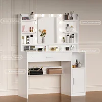 Туалетный столик для макияжа с ящиком, зеркальный косметический туалетный столик с регулируемой светодиодной подсветкой, 108 x 40 x 140 см — изображение 3