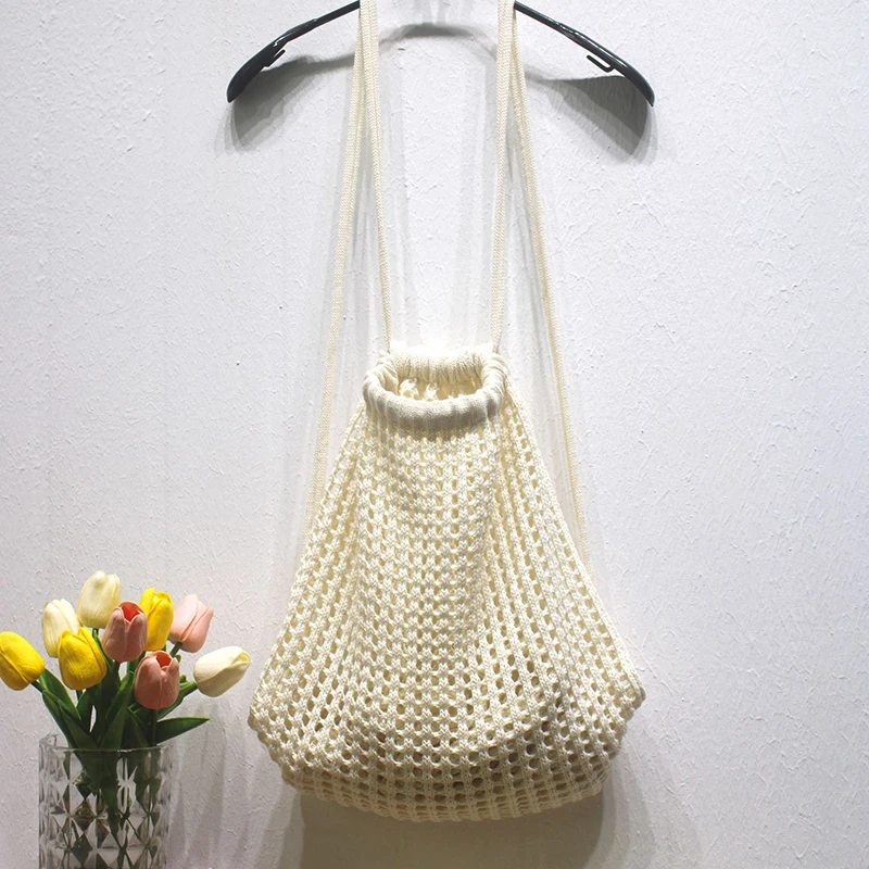 Fashion Women Hollow Woven Shoulder Bags Large Capacity Crochet Bag Knitting Handbags Eco Female Shopping Tote