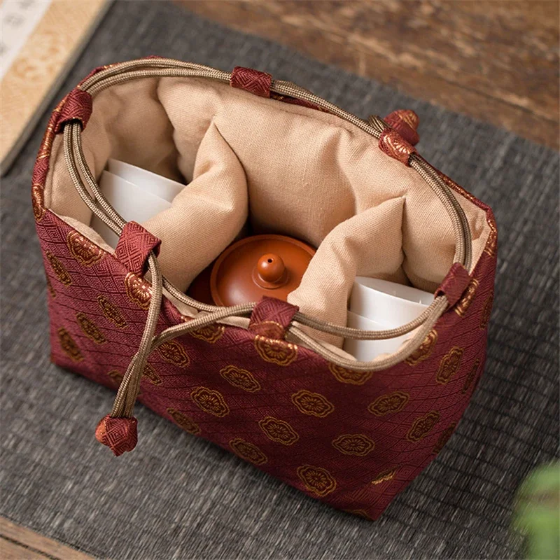 Master cup storage bag Tea set purple clay pot portable storage Tea cup tea set bag One pot and two cups portable