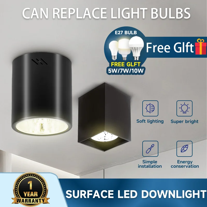 LED 다운라이트 스포트 다운 라이트, 알루미늄 스포트라이트, 천장 램프, 표면 장착 램프, 방 주방 거실용, E27 조명 