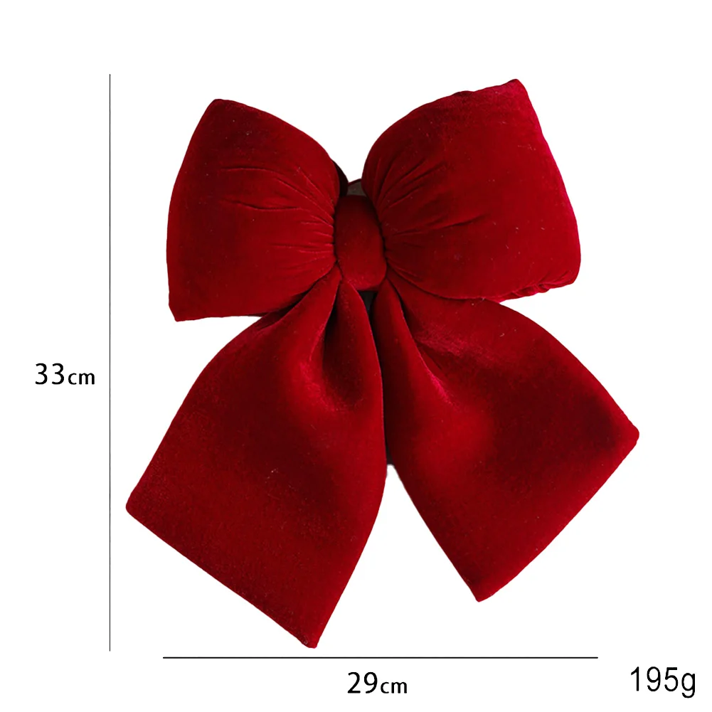 Description Picture 5 of item1PC Large Christmas Bow Decoration Red Velvet Xmas Wreath Bow Christmas Tree Hanging Ornaments Bowknot For Home Navidad