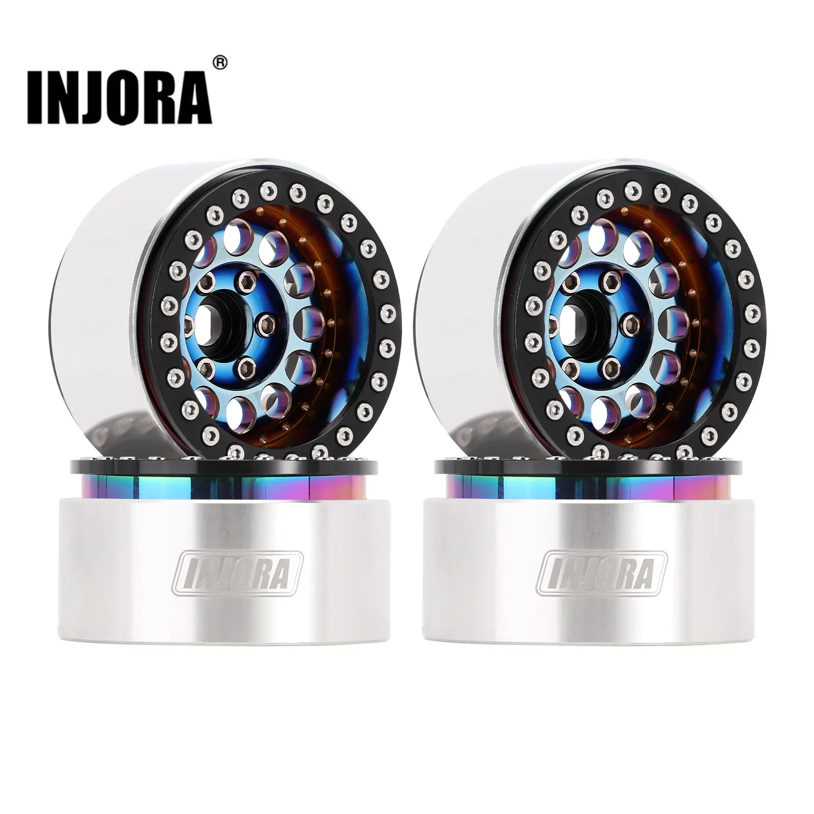 INJORA 1.9 Alu Beadlock Velgen voor 1/10 Crawler 4st - Rood