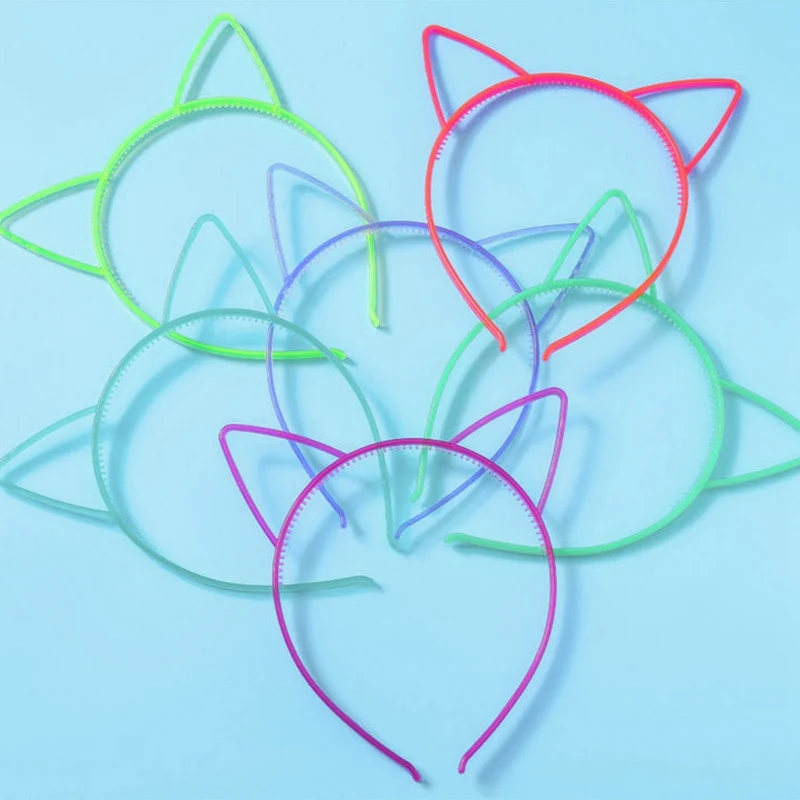 Description Picture 2 of item6pcs Fluorescent Hair Hoop Plastic Headband Glow In The Dark Party Supplies Photo Booth For Kids Adults Birthday Wedding Decor