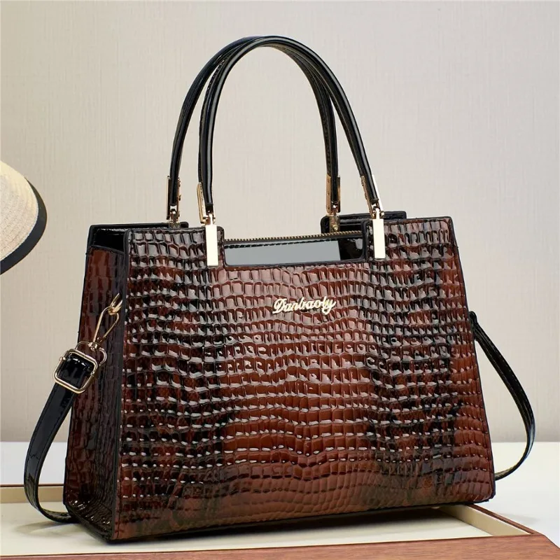 Retro Crocodile Pattern Light Luxury Shoulder Bags Women's 2023 Fashion Handbag Texture PU Commuting Crossbody Bag New Versatile