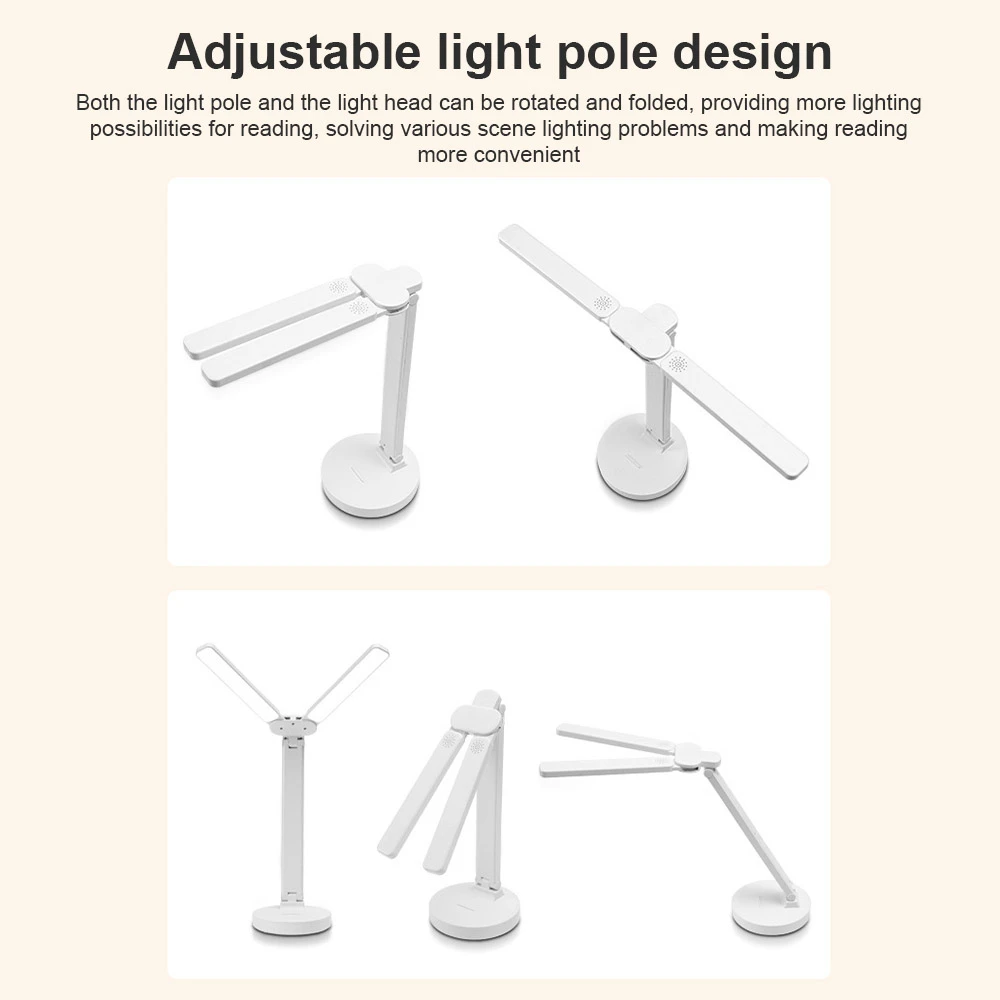 LED Desk Lamp Foldable 3 Levels Dimmable Touch USB Rechargeable Eye Protection Night Light For Bedroom Bedside Reading