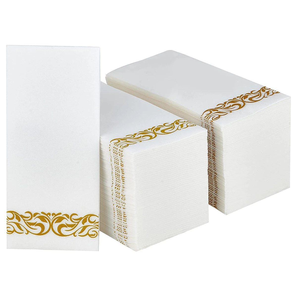 100/50 Disposable Hand Towels Soft Absorbent Linen-Feel Paper Guest Tissue for Weddings and Parties