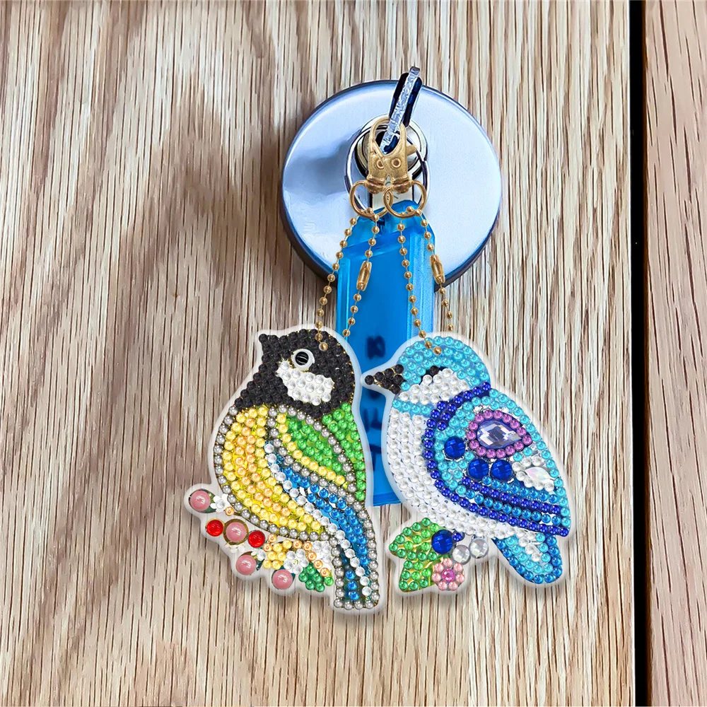 bird Pattern Diamond Painting Keyring Diamond Keychain Embroidery Cross Stitch Bag Pendant Ornament Gift diamond painting diamond keychains