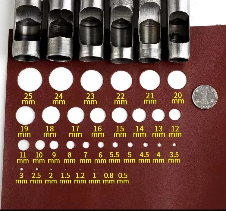 Description Picture 4 of item6Pcs/Set Leather Hole Punching Tools Hollow Round Hole Puncher Clothing Sewing Leathercraft Accessories Drilling Puncher Kit