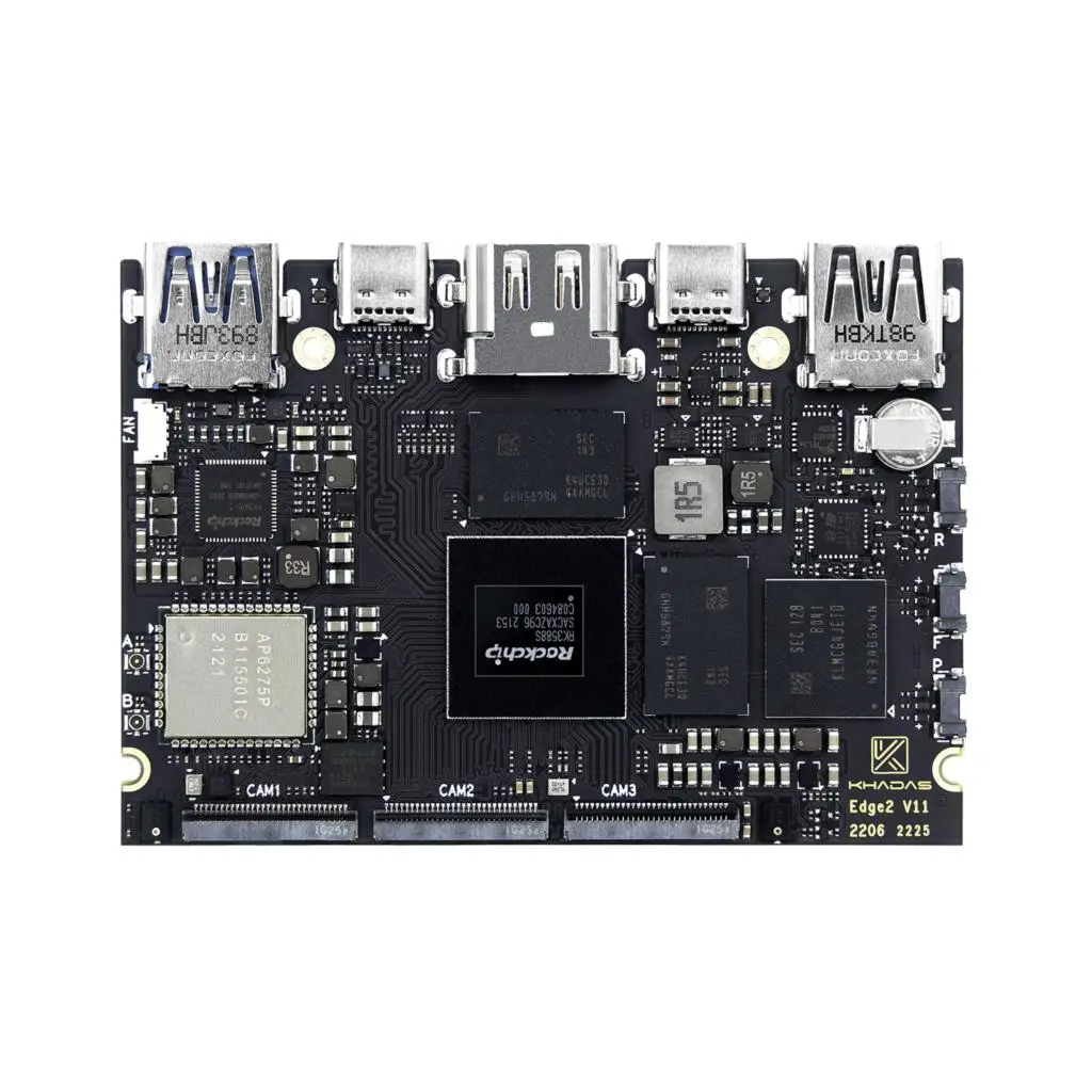 Khadas Edge2 RK3588S ̱  ǻ, 8 ھ 64 Ʈ CPU, ARM Mali-G610 MP4 GPU, 6 TOPS AI NPU, Wi-Fi 6, B
