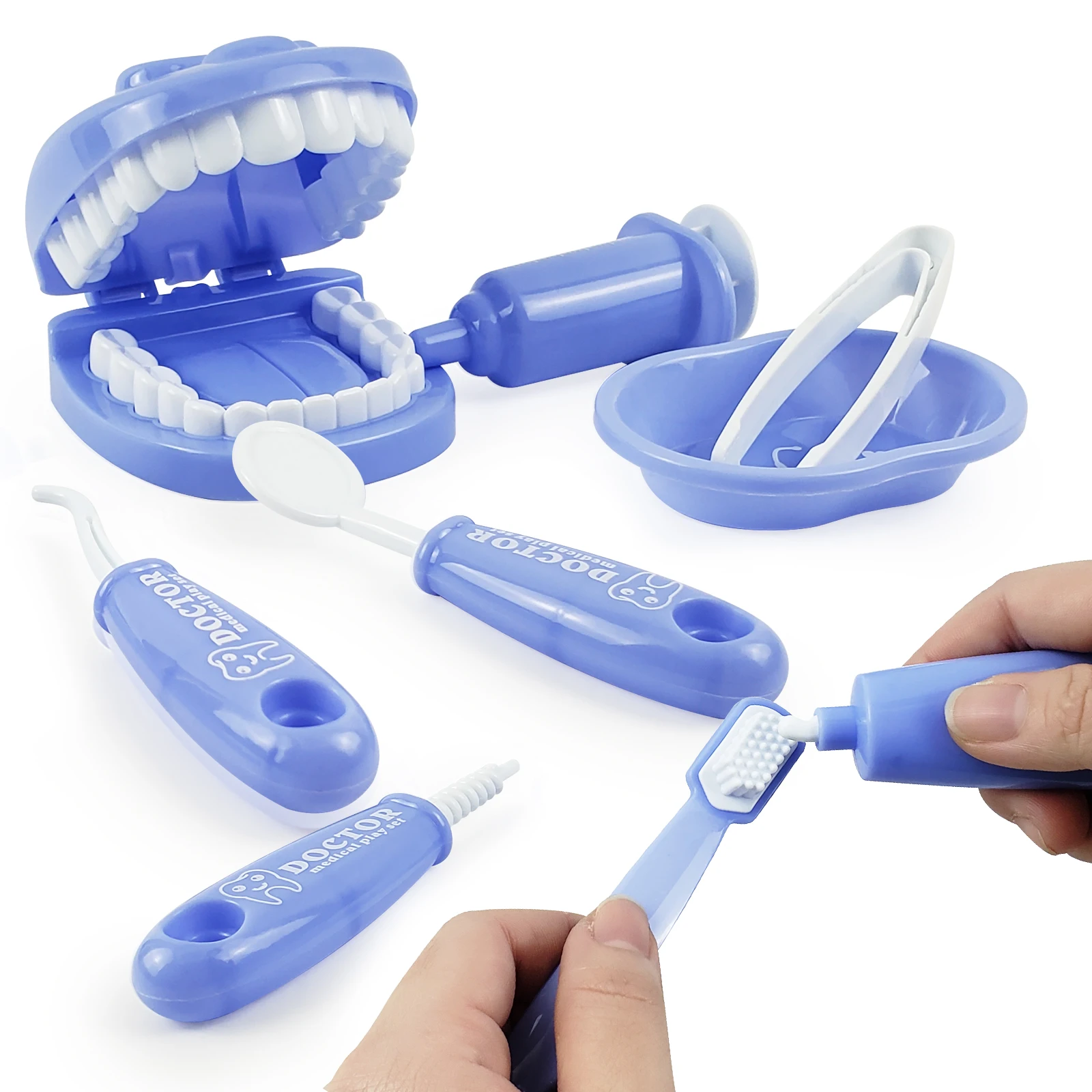 9PCS Dentist Play Set Plastic Simulation Medical Kit Pretend Toy for Kids Hygienic Habbit Cultivation Role Play Game