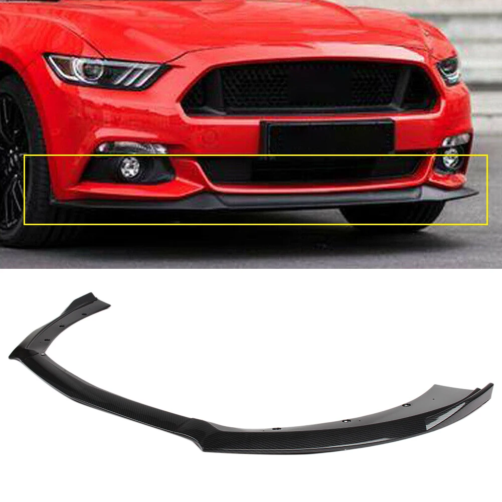 

Carbon Fiber Styling Front Bumper Lip Spoiler Trim Wing Body Kit Car Accessories For Ford Mustang 2015 2016 2017 ABS Plastic