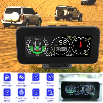 Digital Speed Slope Meter Inclinometer Clock Voltmeter GPS Speedometer Compass For Motorcycle off road 4x4 On-board Computer 1