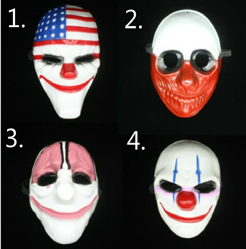 Hurtownia Halloween Horror Maska Payday 2 Maska Najnowszy Temat Seria Gier Plastikowa Stara Głowa Clown Flaga Czerwona Głowa Masquerade Supplies