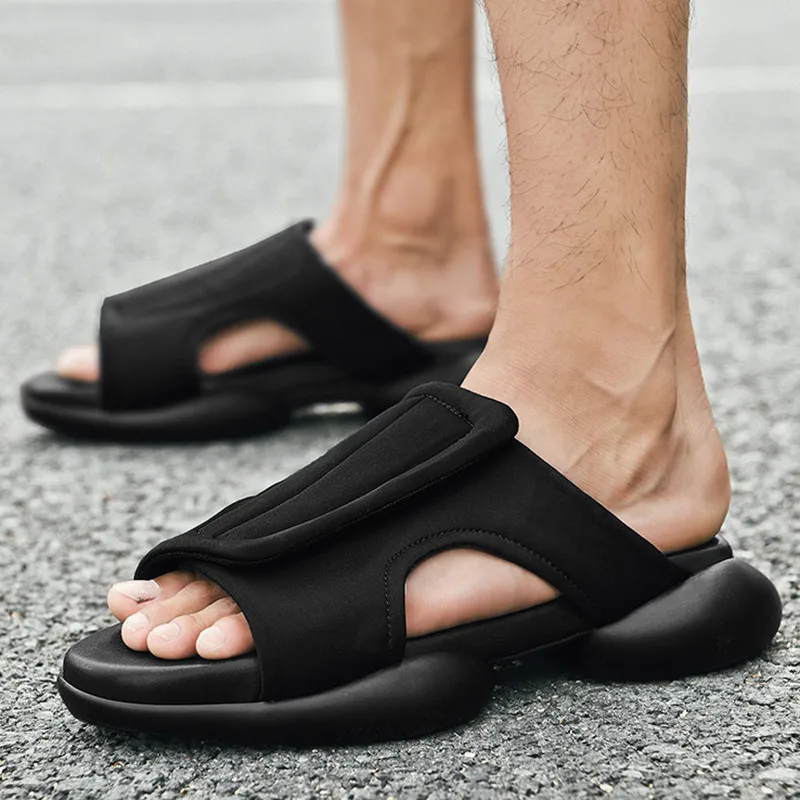 

New Men Sandals Summer Breathable Air Mesh Men Lighted Slippers Outdoor Beach Sandals Black Mens Shoes Leisure Slippers Sandalia