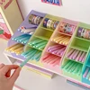 1pc Candy Color 4 Grid Desktop Pen Holder Kawaii Small Big Size Makeup Brushes Lipstick Pens Storage Organizer School Stationery 2