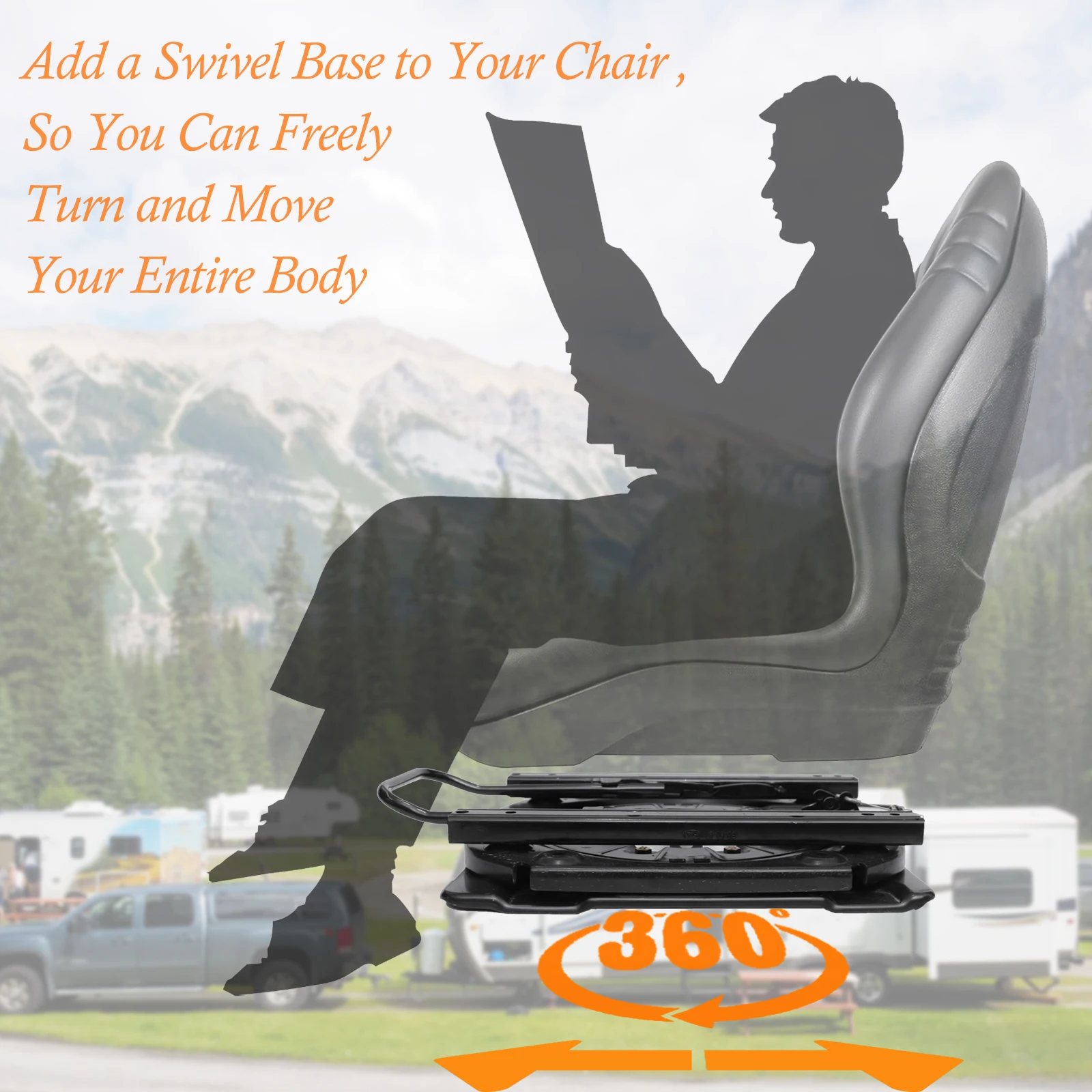 Heavy Duty Seat Swivel Base with Slider, 3.0mm Steel Plate Swivel Seat Base 360 Degree Rotatable for RV Van Camper Boat TruckBus