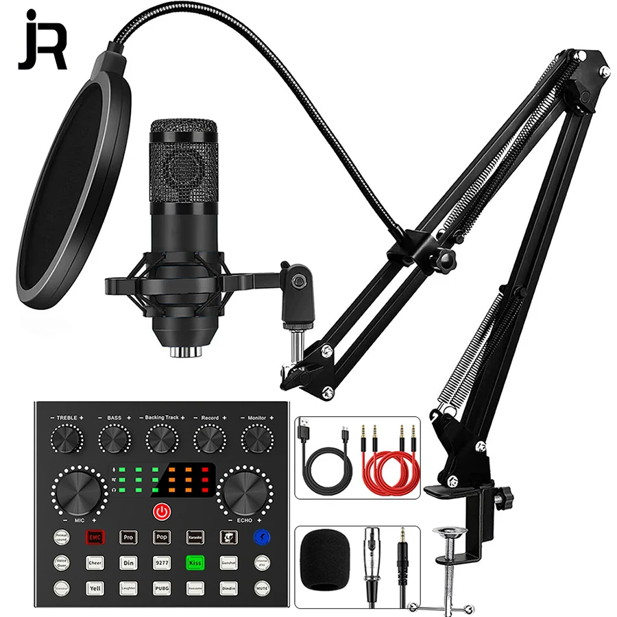 Condenser Microphone With(optional)live Sound Card For Streaming Recording Studio Youtube Video