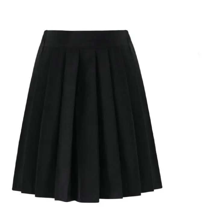 Japanese Schoolgirl Skirt Japanese School Uniform Elastic Waist Japanese Student Girls School Uniform Solid Color Suit Pleated Skirt Short/Middle/Long High School Dress