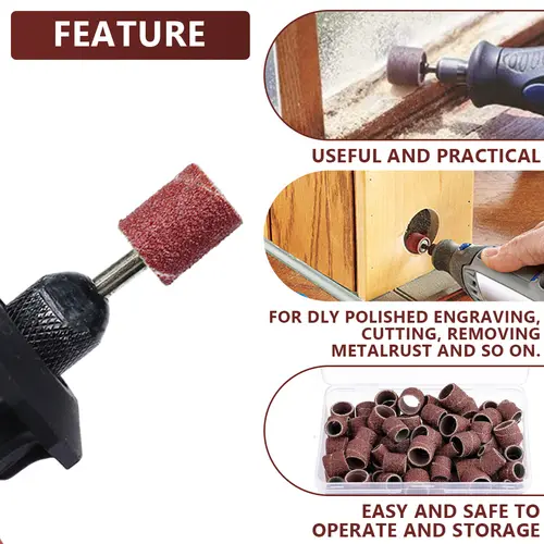 CMCP Sanding Drum Set Grit #80 #100 #120 Dremel With Sanding Mandrels Sanding Bands For Dremel Rotary Tools Abrasive Tools - Image 5