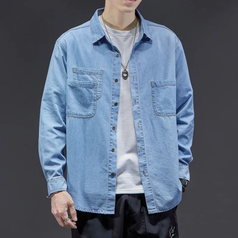 

4XL 5XL Classic Brand Men'S Denim Shirts 2022 Autumn Business Casual Stretch Thin Jean Shirt Jacket Male High Quality Clothing