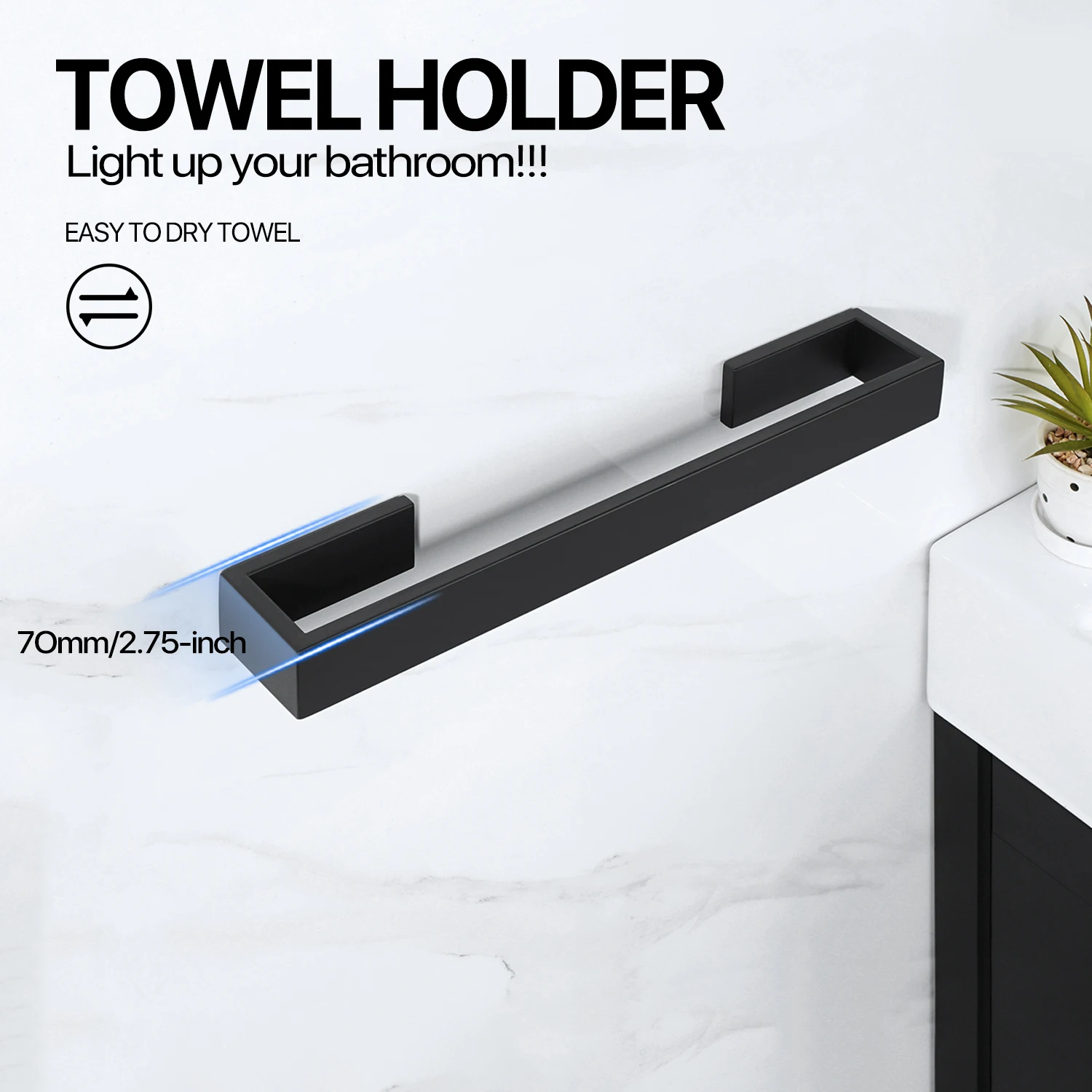 30/40cm Towel Holder 304 Stainless Steel Towel Rack Rails Wall Mount Bathroom Bar Toilet Accessories