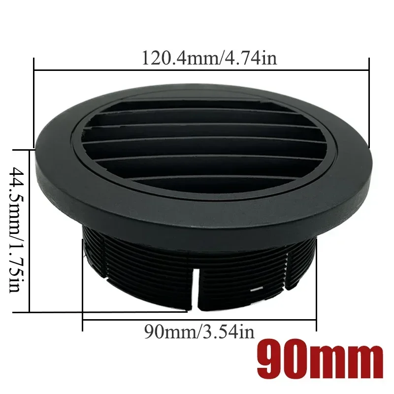 Car Heater Accessories 2X 42mm/60mm/75mm/90mm Warm Heater Parking Heater Air Vent Car Ducting Duct Air Outlet Black For Webasto Truck Auto Parts