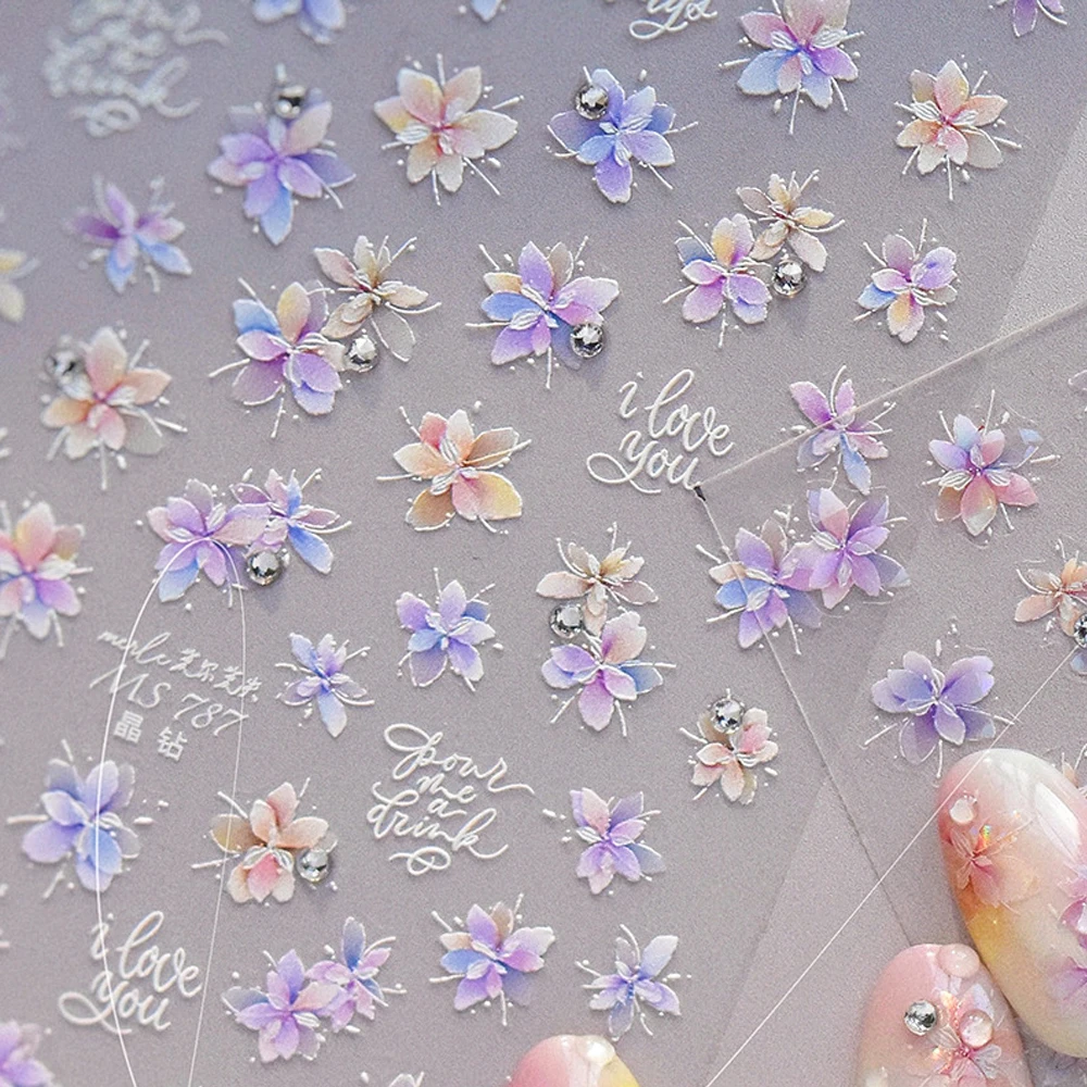 Cherry Blossom 5D Nail Art Stickers – Elegant Spring Petal Decals