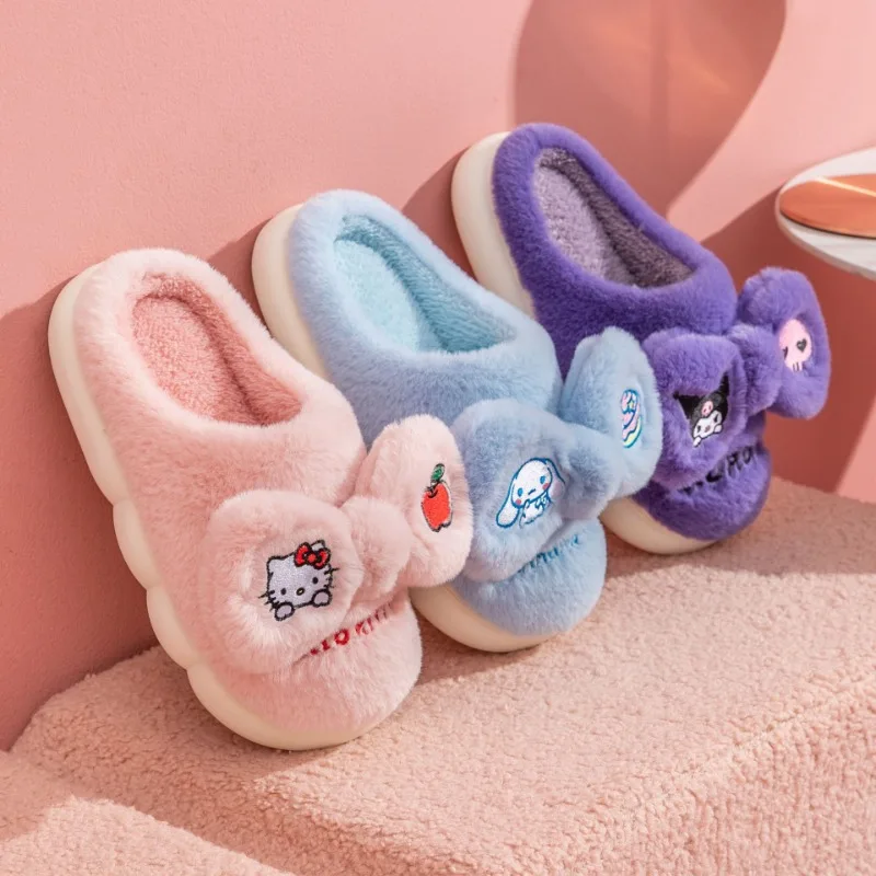 

Sanrio Cute Cartoon Hello Kitty Kuromi Cinnamoroll Cotton Slippers Stylish and Simple Keep Warm Slipper Cute Things for Girls