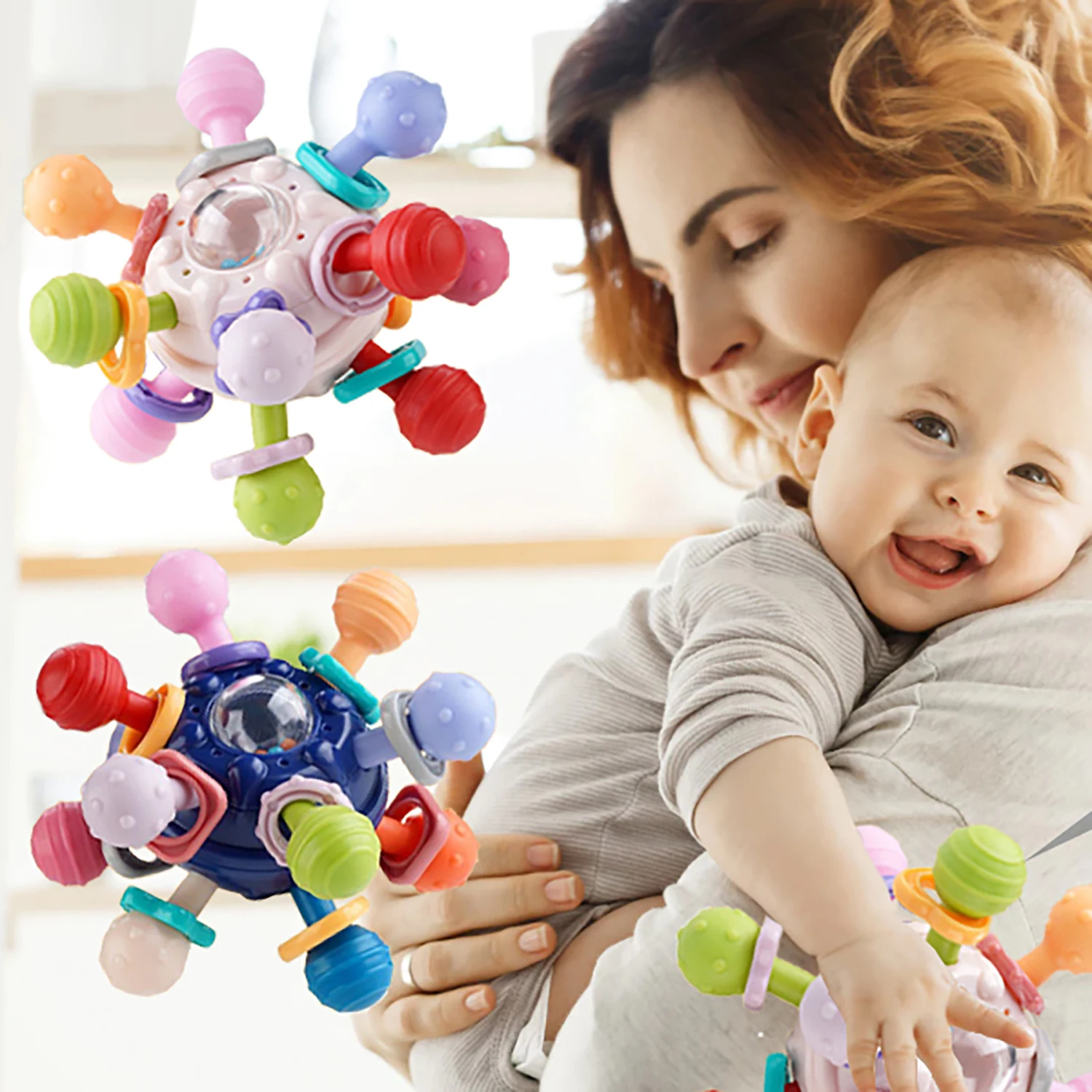 Baby Sensory Teething Toys, Montessori Baby Teethers Rattle Chew Toys - Educational Learning Gifts for Infant Newborn Boys Girls 6