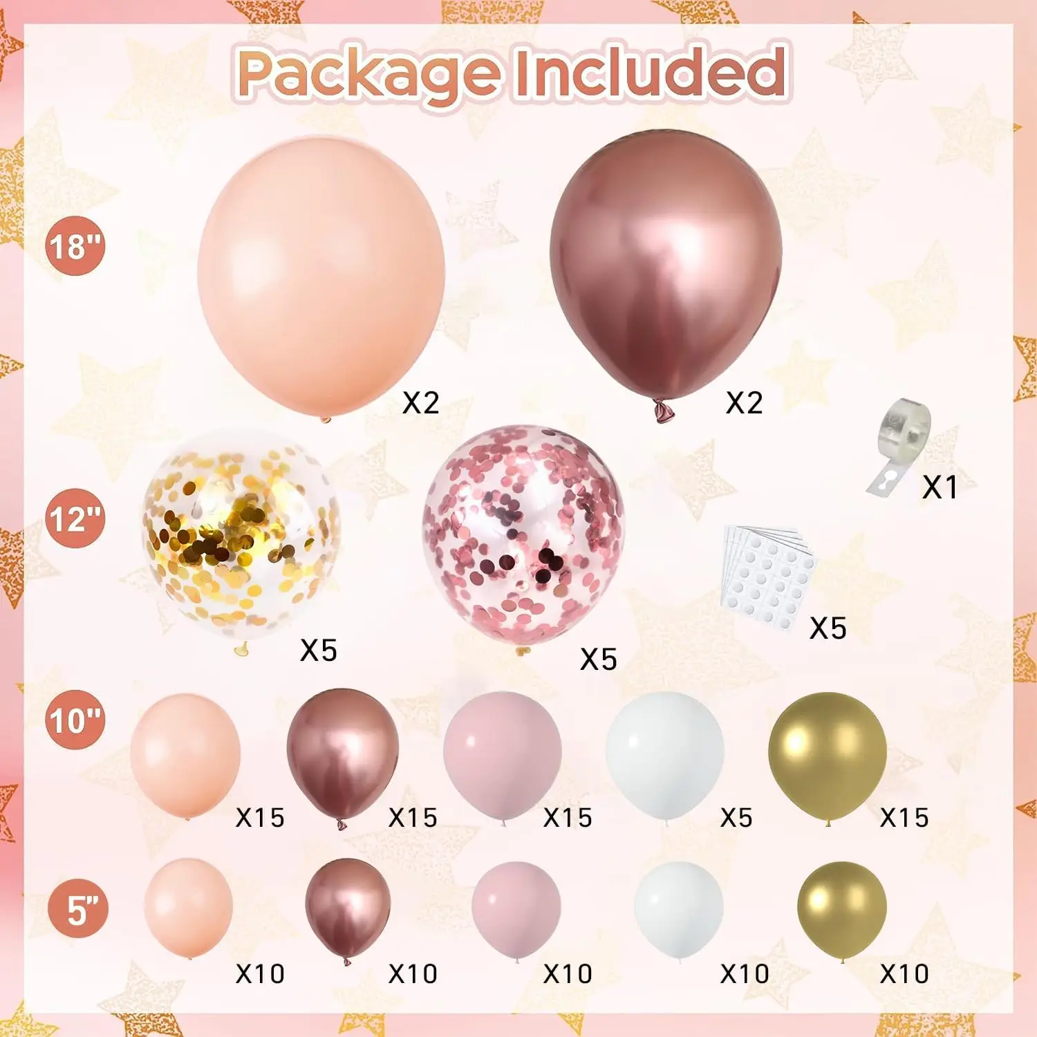 Rose Gold Balloon Garland Kit Confetti Balloons for Wedding Bridal Shower Princess Party Girl Birthday Baby Shower Decorations