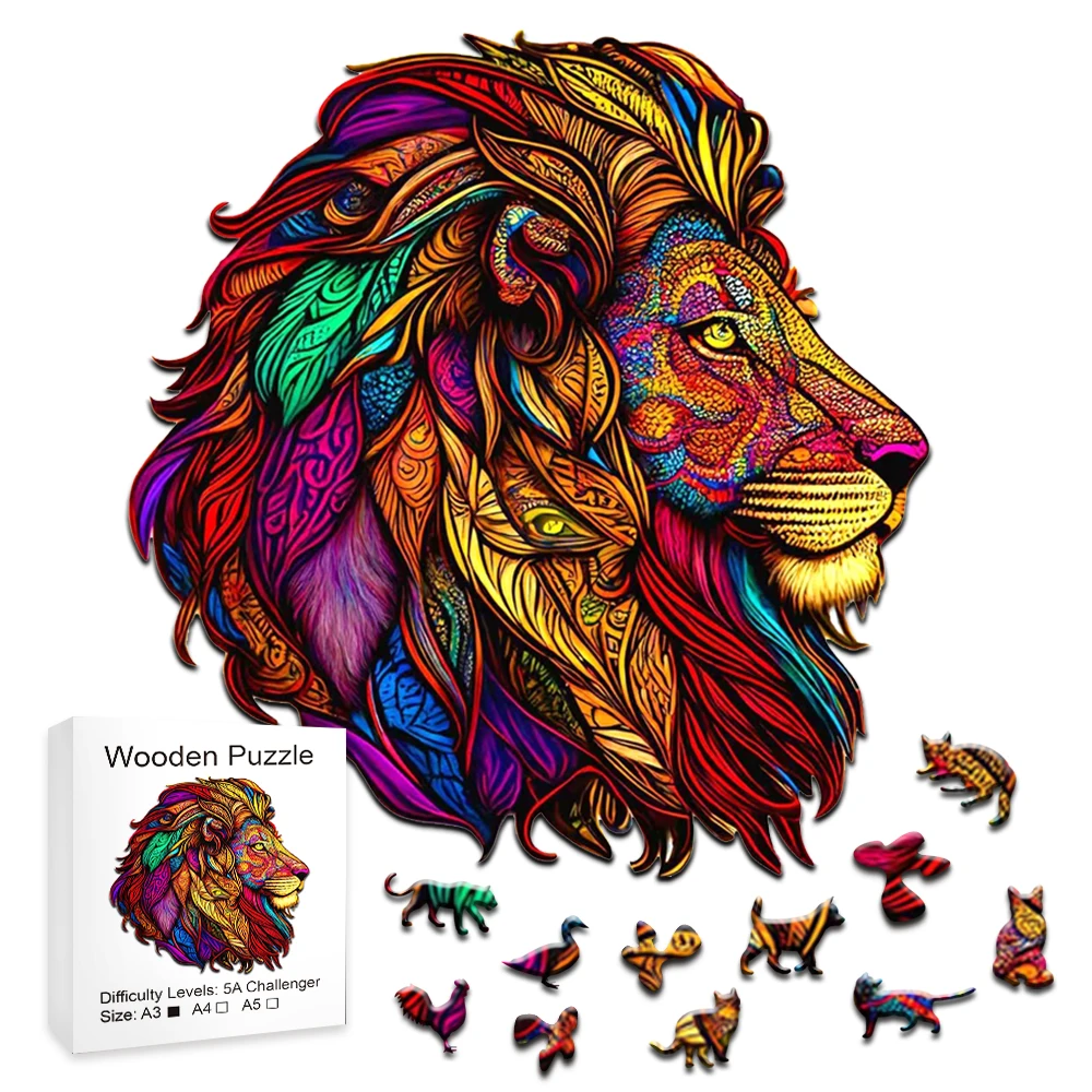 Wooden Jigsaw Puzzles Wooden Puzzle Toys Educational Puzzles Animals Wooden Puzzles Lion