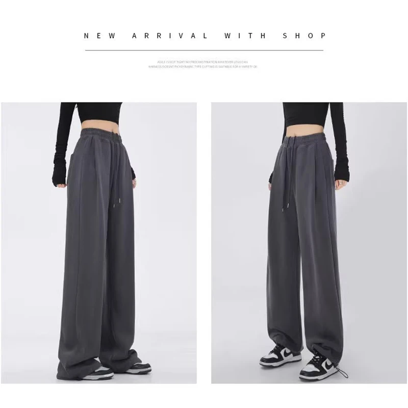 Description Picture 3 of itemWomen's high waisted sports pants, loose fit sweatpants, straight leg leg ankle cinching casual running pants