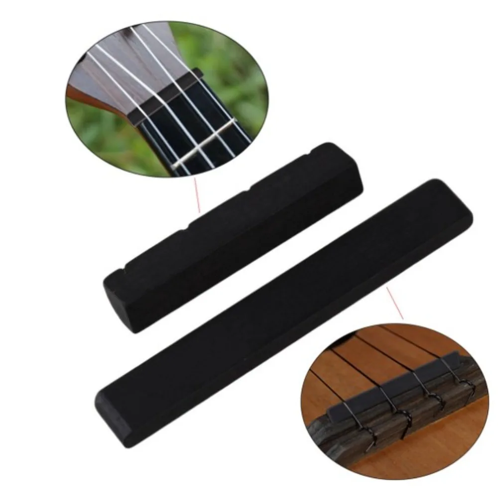 

2PCS Ebony 1 Set Slotted Saddle Nut Ebony Black Adjusting Sound Quality Accessory Ebony String Pillow