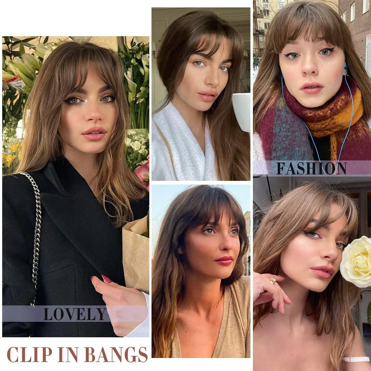 Sca9590576c044ac5b3bce314ef559fb7h Synthetic Hair Clip in Bangs Brown Colored Invisible Front Fringes Clip in Hair Air Bangs Natural Black Fake Hair Bangs For Girl Mallzona