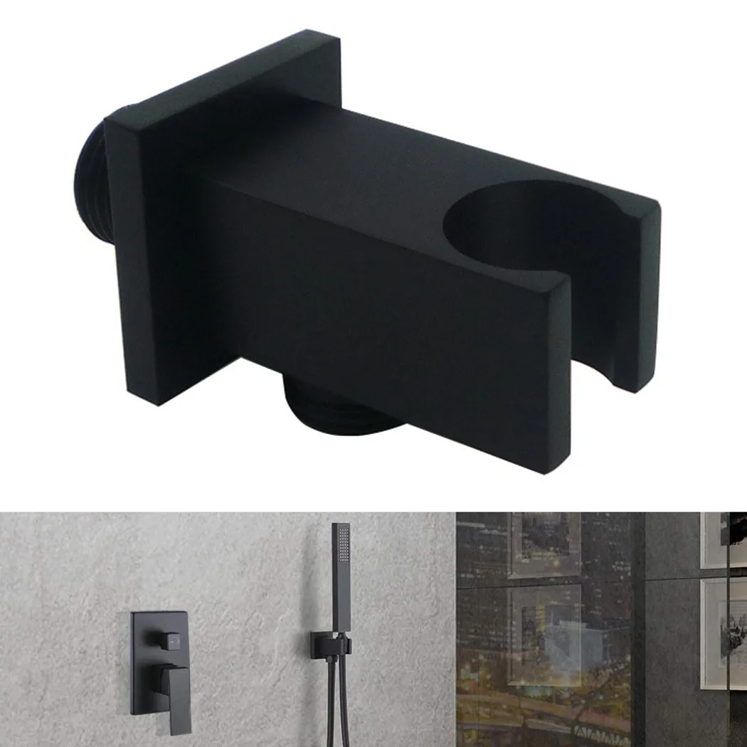

New Shower Elbow Holder Bracket G1/2\\\\\\\" Square Universal Wall-Mounted 40-100N Black Brass For Hand Held Shower Head