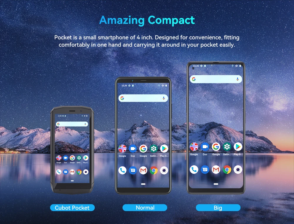 CUBOT Pocket 4インチ 小型 スマートフォン - 携帯電話
