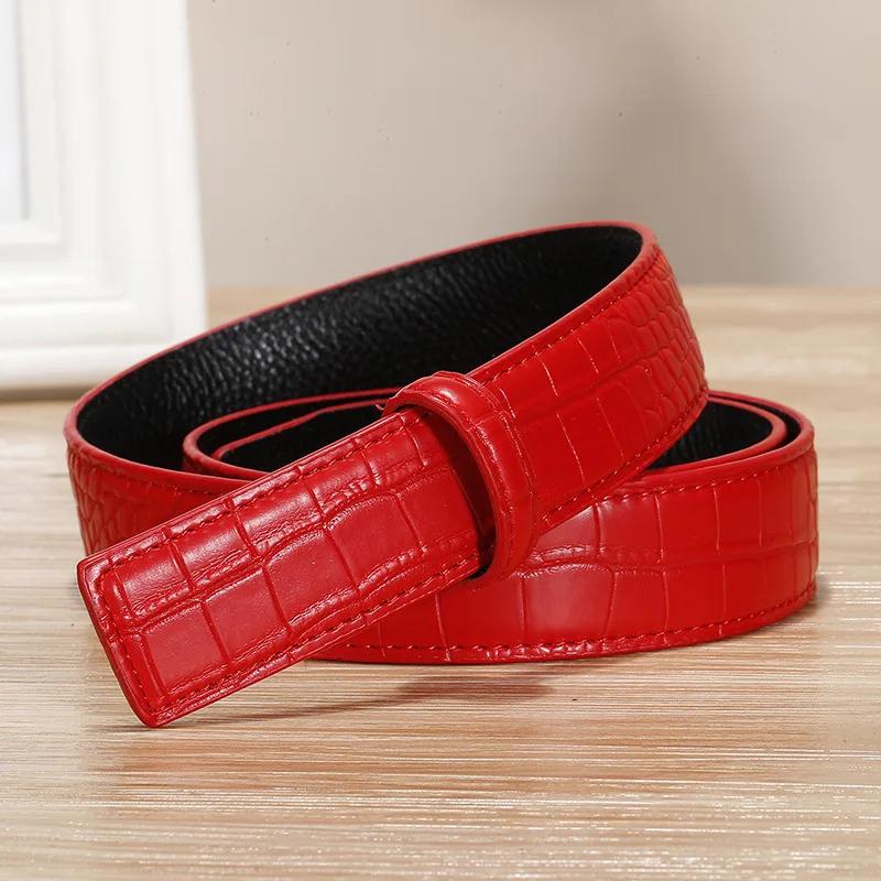 3.5cm Headless Pattern Cattle Leather Belt Headless Buckle Pin Buckle Men's Belt Strap