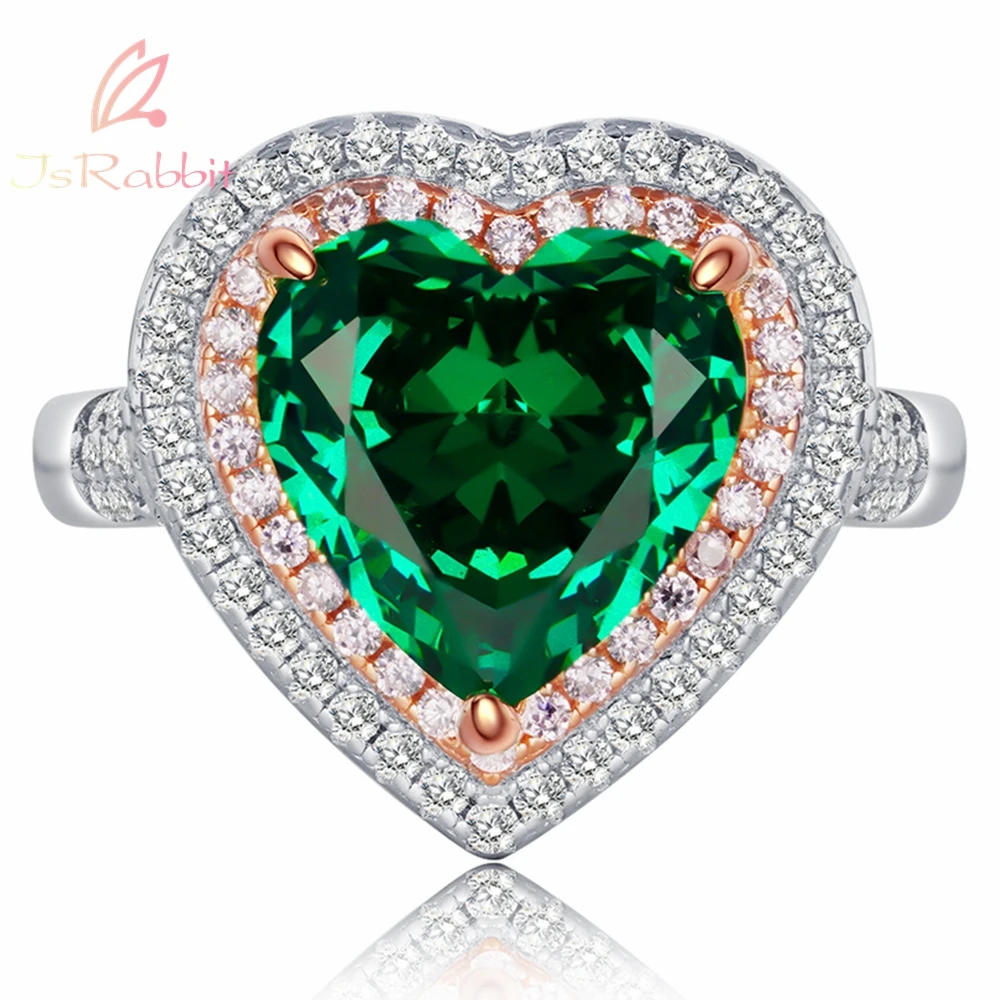 

IsRabbit 18K Gold Plated Heart Cut 11*10MM Created Sapphire Diamonds Party Ring 925 Sterling Silver Luxury Jewelry Drop Shipping