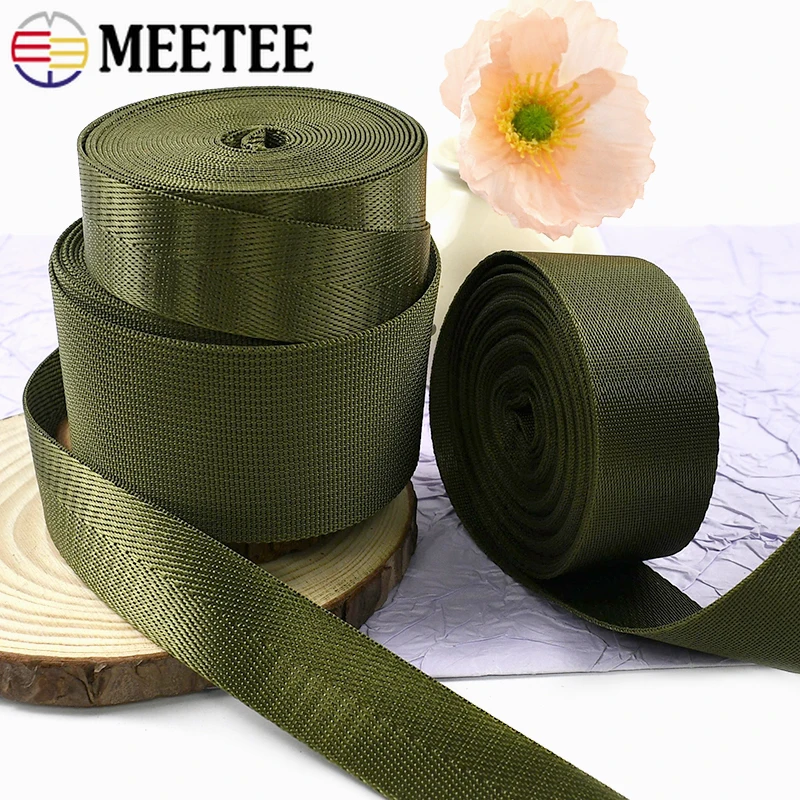 Durable Army Green Nylon Webbing Strap for DIY Projects and Accessories