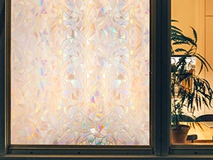 Window Privacy Film, Rainbow Window Clings, 3D Decorative Window Vinyl, Stained Glass Window Decals, Static Cling Window Sticker