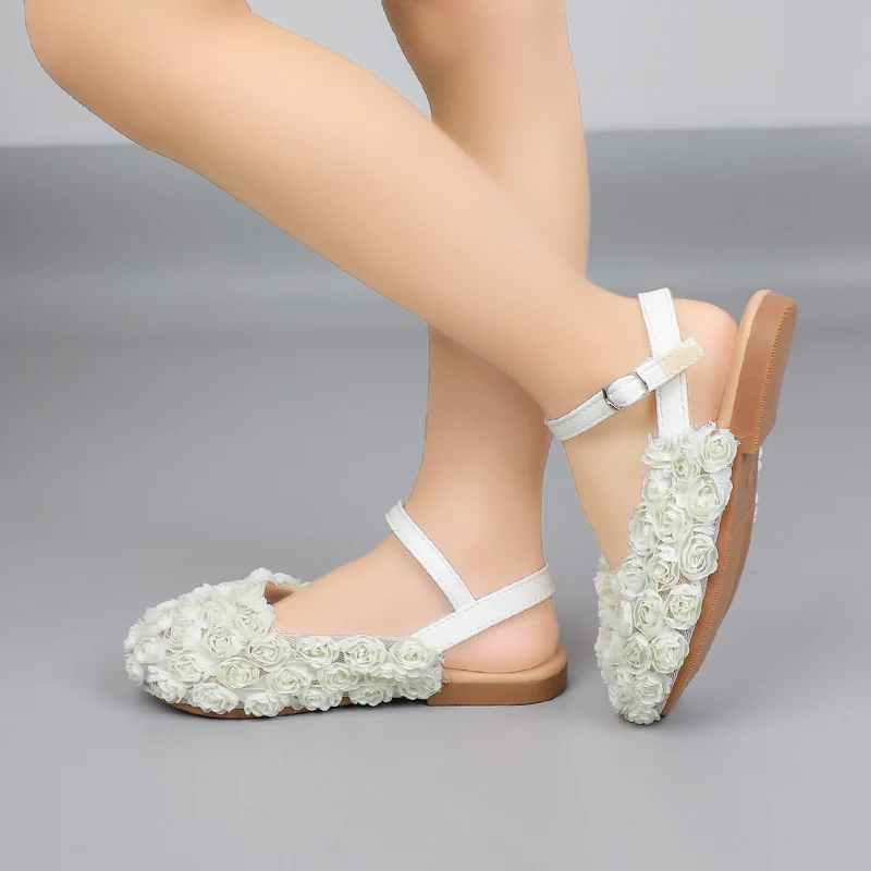 Mädchen halbe Sandalen Kinder Prinzessin Blumen Kleid Schuhe Mode einfache Sommer Kinder Wohnung Mary Jane Schuhe für Party Hochzeit – Detail 16
