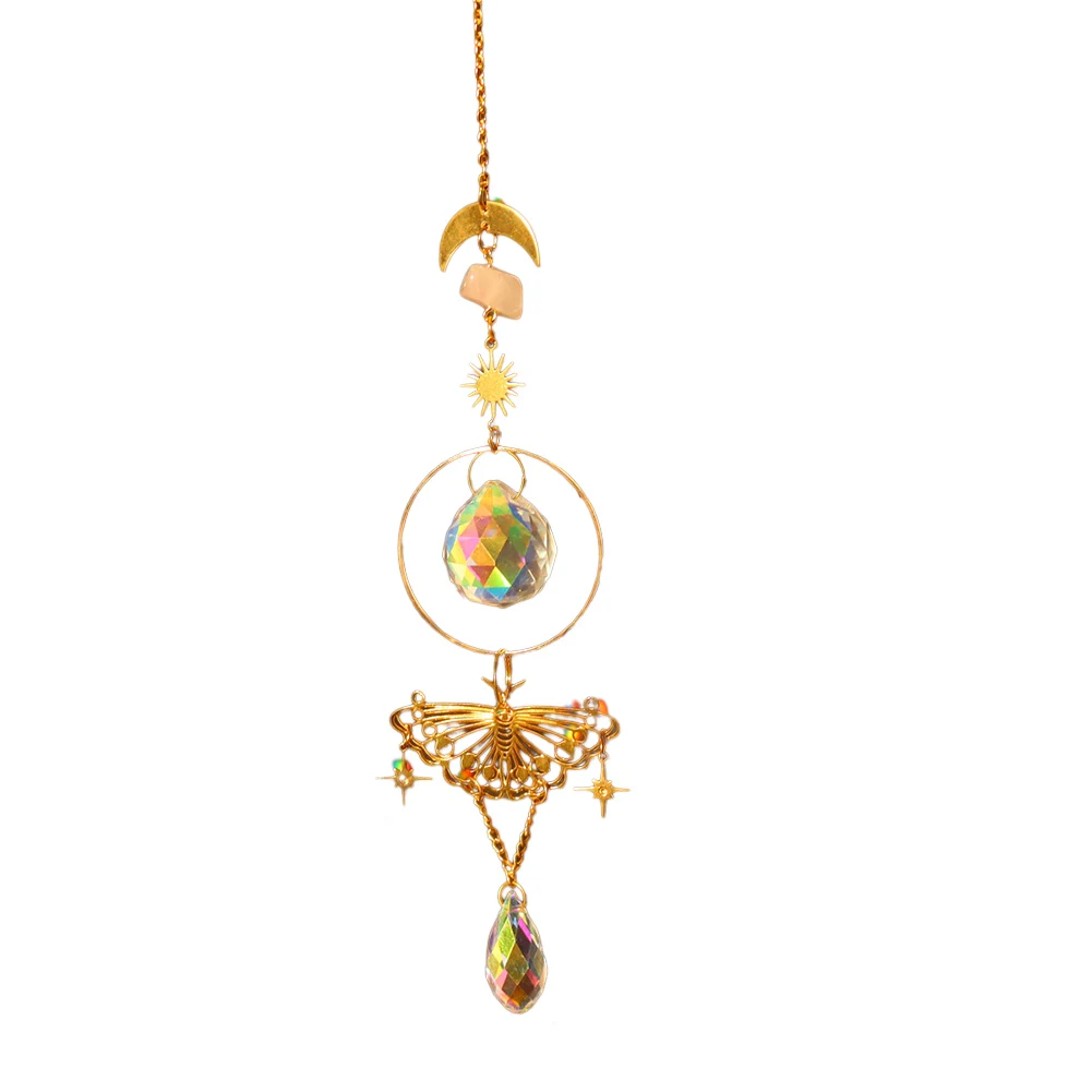

Brass Butterfly Crystal Light Catcher Rainbow Maker Wind Chimes Garden Decor Butterfly Moth Crystal Sun Catcher Flower Butterfly