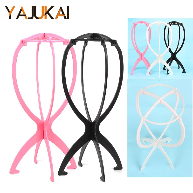 1Pcs Wig Stand Plastic Hat Display Wig Head Holders 17x36Cm Mannequin Stand Portable Folding Pink Hair Display Tools
