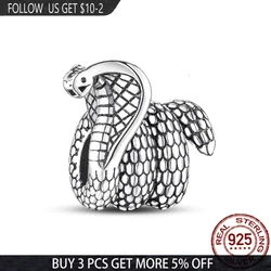 2021NEW 925 Sterling Silver Cobra Beads Charms Fit Original Pandora Bracelet&Bangle Making DIY Women Jewelry Gift